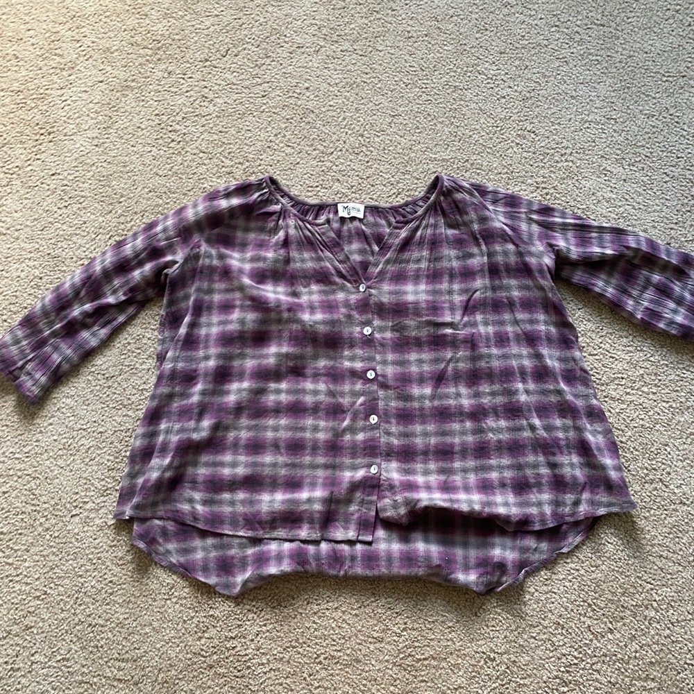 Show Me Your Mumu Purple Plaid Top